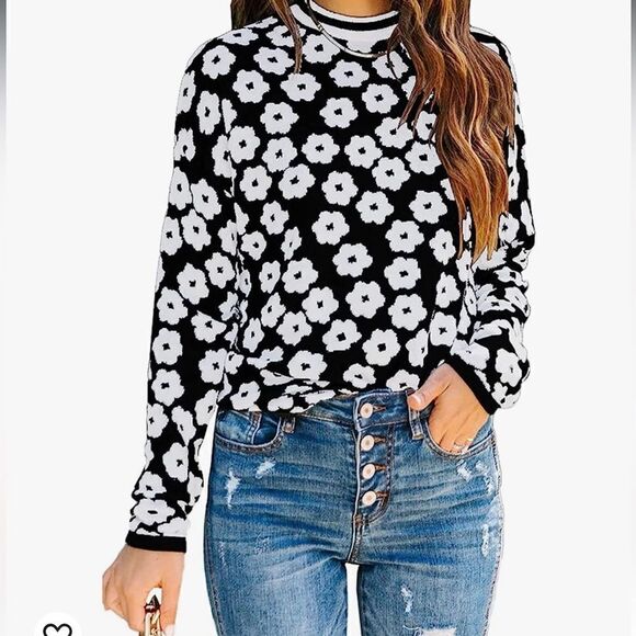PRETTYGARDEN Women's Knit Sweater Casual Crewneck Long Sleeve Floral Print Sz Sm - Picture 1 of 11